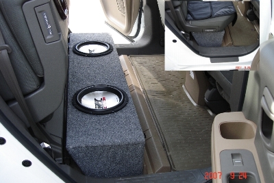 Subwoofer box under the rear seats